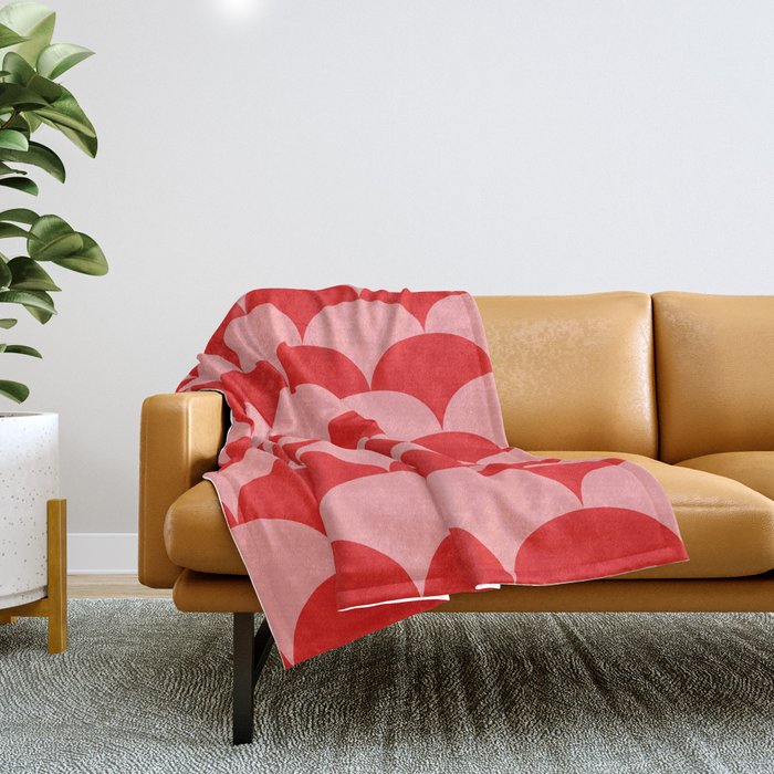 Deco Pattern pink and red Throw Blanket Gallery Image 1