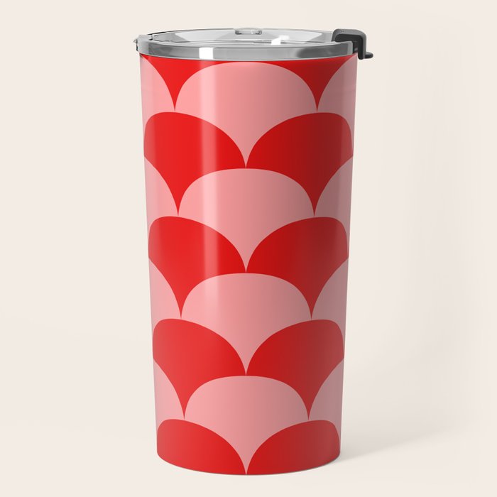 Deco Pattern pink and red Travel Mug Gallery Image 2