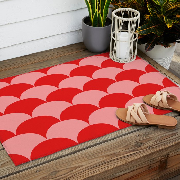 Deco Pattern pink and red Outdoor Rug Gallery Image 2