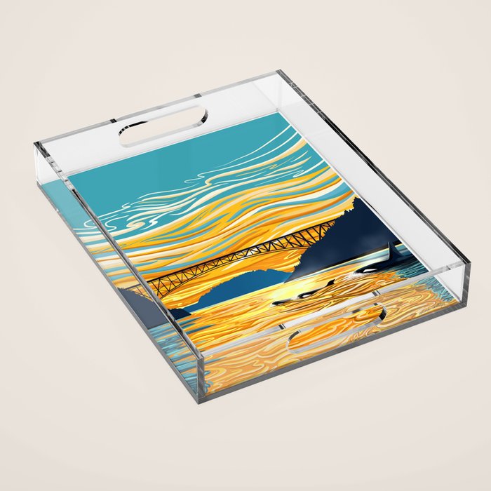 Deception Pass Orca Sunset Swim Acrylic Tray Gallery Image 1