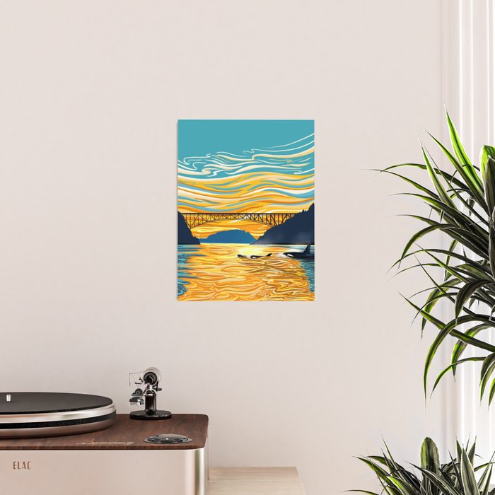 Deception Pass Orca Sunset Swim Poster Gallery Image 2