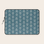 Muted teal and soft white ink brushed arrow heads pattern with textured background Laptop Sleeve Gallery Image 1