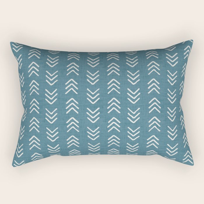 Muted teal and soft white ink brushed arrow heads pattern with textured background Rectangular Pillow Gallery Image 2