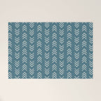 Muted teal and soft white ink brushed arrow heads pattern with textured background Welcome Mat Gallery Image 1