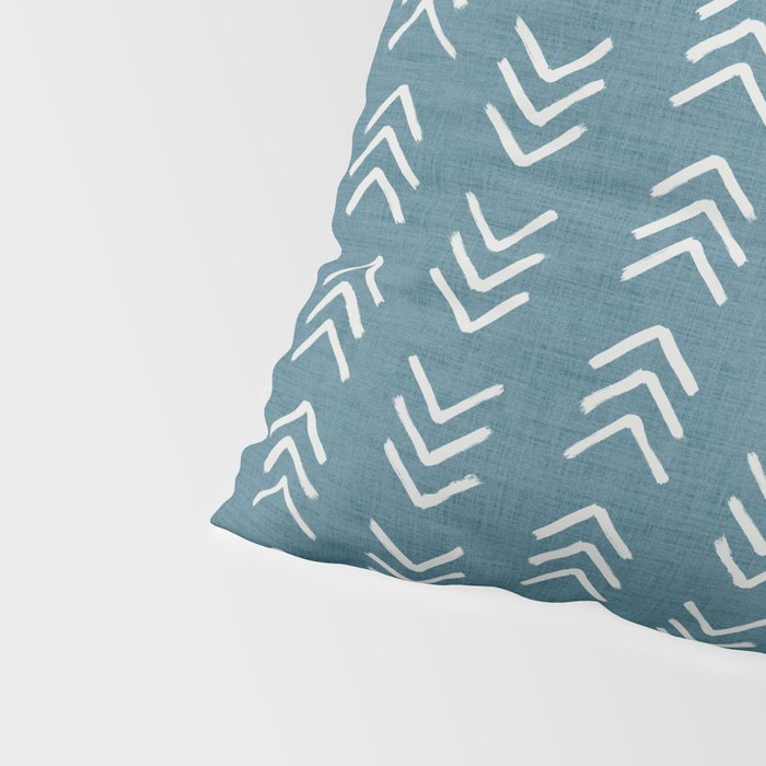 Muted teal and soft white ink brushed arrow heads pattern with textured background Pillow Sham Gallery Image 4