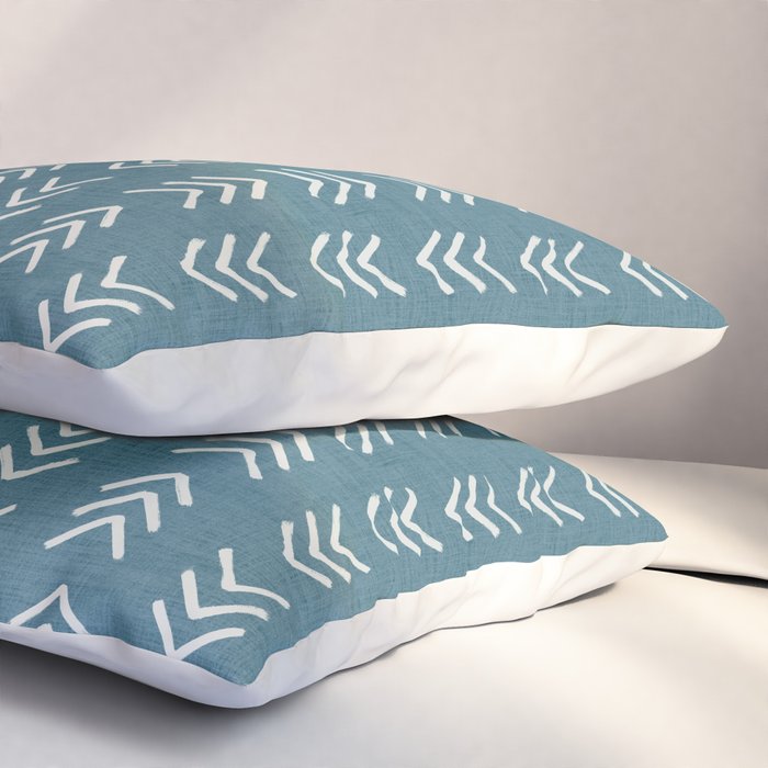 Muted teal and soft white ink brushed arrow heads pattern with textured background Pillow Sham Gallery Image 3