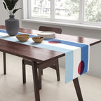 Handcrafted Blue Stripes and Red Dots Pattern Table Runner Gallery Image 2