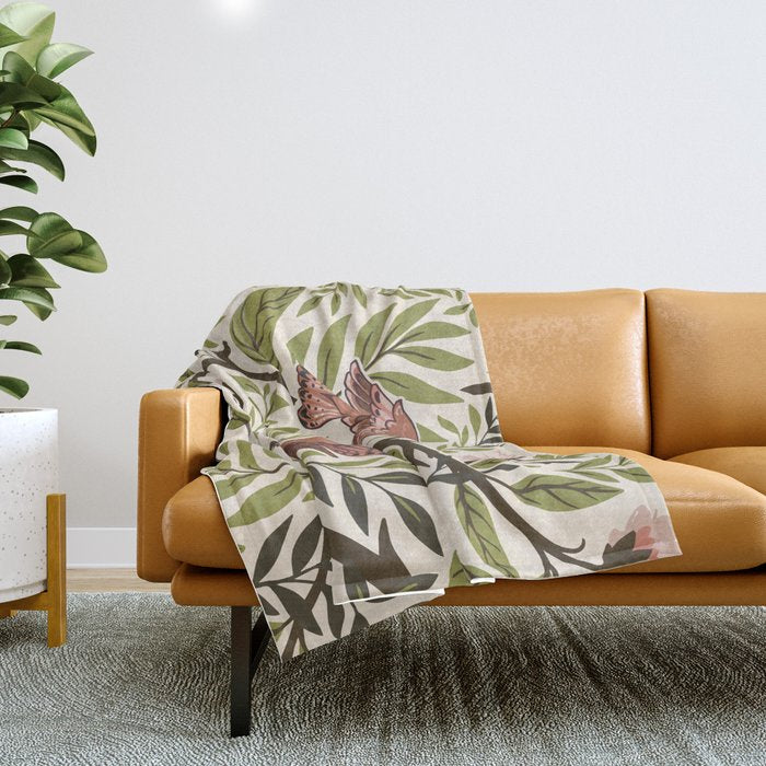 Secret Garden Spring Birds Throw Blanket Gallery Image 1