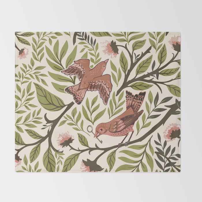 Secret Garden Spring Birds Throw Blanket Gallery Image 2