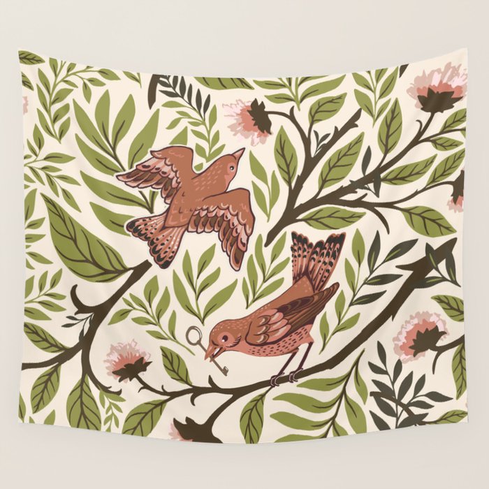Secret Garden Spring Birds Wall Tapestry Gallery Image 4