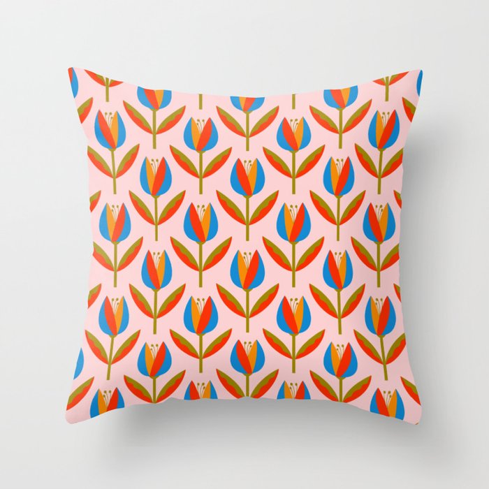 Bohemian Summer Tulips Pattern Throw Pillow Gallery Image 6