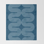 Mid Century Modern Geometric 101 in night Blue (Rainbow Abstract) Throw Blanket Gallery Image 2