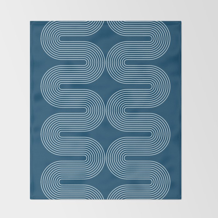 Mid Century Modern Geometric 101 in night Blue (Rainbow Abstract) Throw Blanket Gallery Image 2