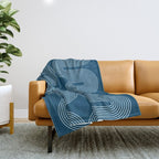Mid Century Modern Geometric 101 in night Blue (Rainbow Abstract) Throw Blanket Gallery Image 1
