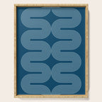 Mid Century Modern Geometric 101 in night Blue (Rainbow Abstract) Serving Tray Gallery Image 1