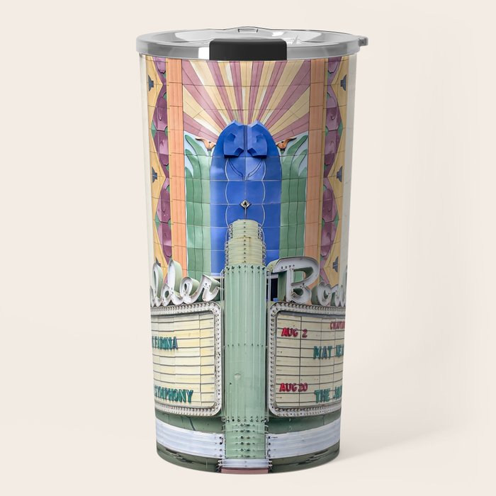 Boulder Theater Box Office Colorado Landmark Pearl Street Downtown Minimalist Art Deco Photography Travel Mug Gallery Image 1