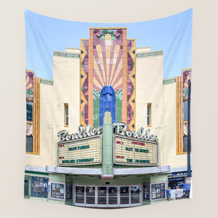 Boulder Theater Box Office Colorado Landmark Pearl Street Downtown Minimalist Art Deco Photography Wall Tapestry Gallery Image 4