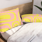 Pink and Yellow Abstract Mid Century Modern Palm Springs Pattern Pillow Sham Gallery Image 2