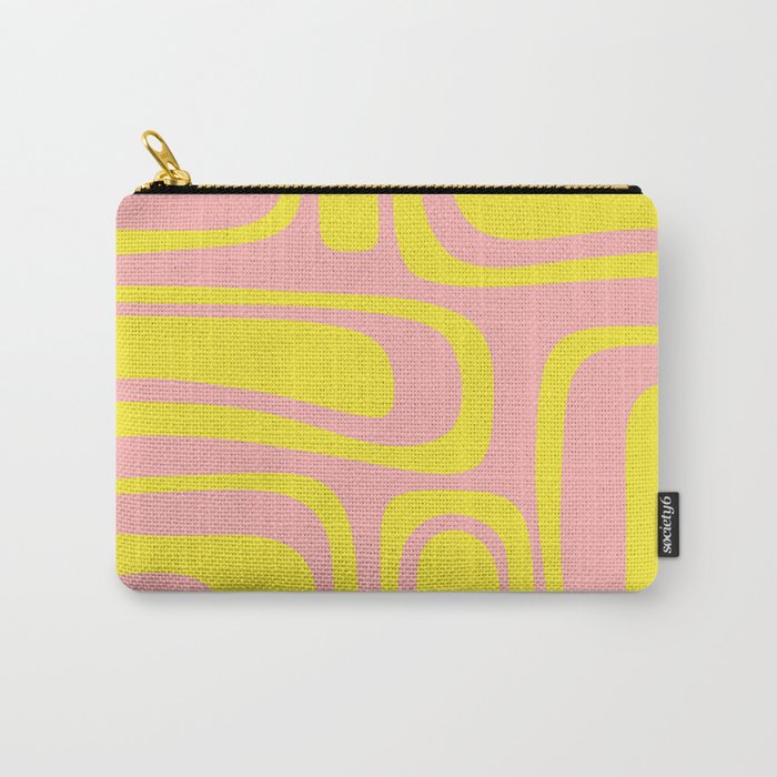 Pink and Yellow Abstract Mid Century Modern Palm Springs Pattern Carry All Pouch Gallery Image 1
