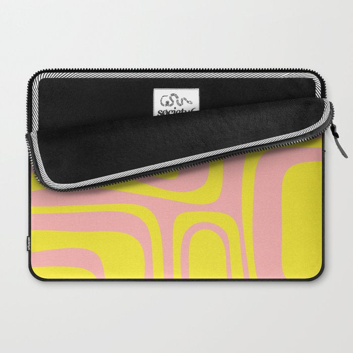 Pink and Yellow Abstract Mid Century Modern Palm Springs Pattern Laptop Sleeve Gallery Image 2