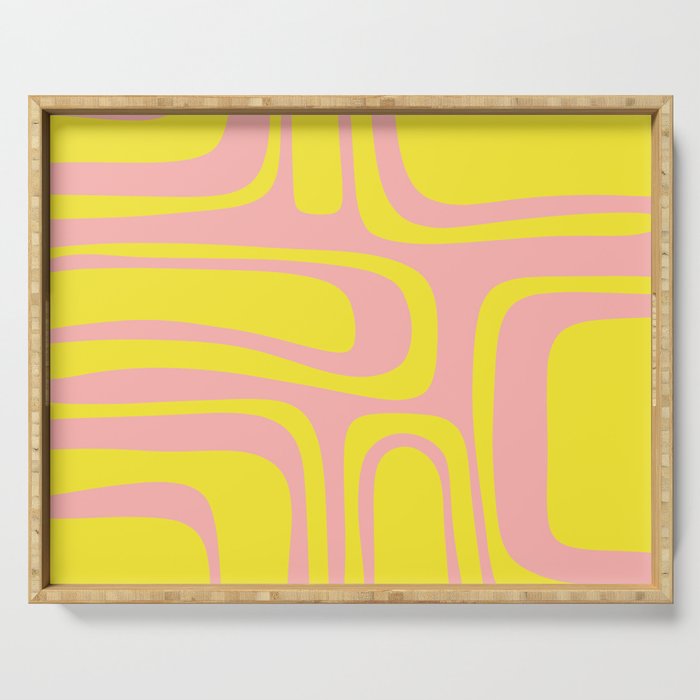 Pink and Yellow Abstract Mid Century Modern Palm Springs Pattern Serving Tray Gallery Image 1