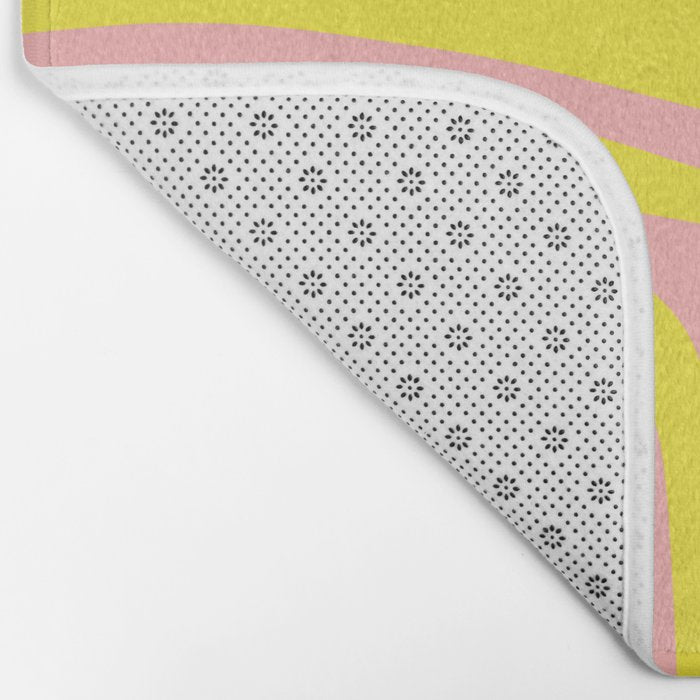 Pink and Yellow Abstract Mid Century Modern Palm Springs Pattern Bath Mat Gallery Image 2
