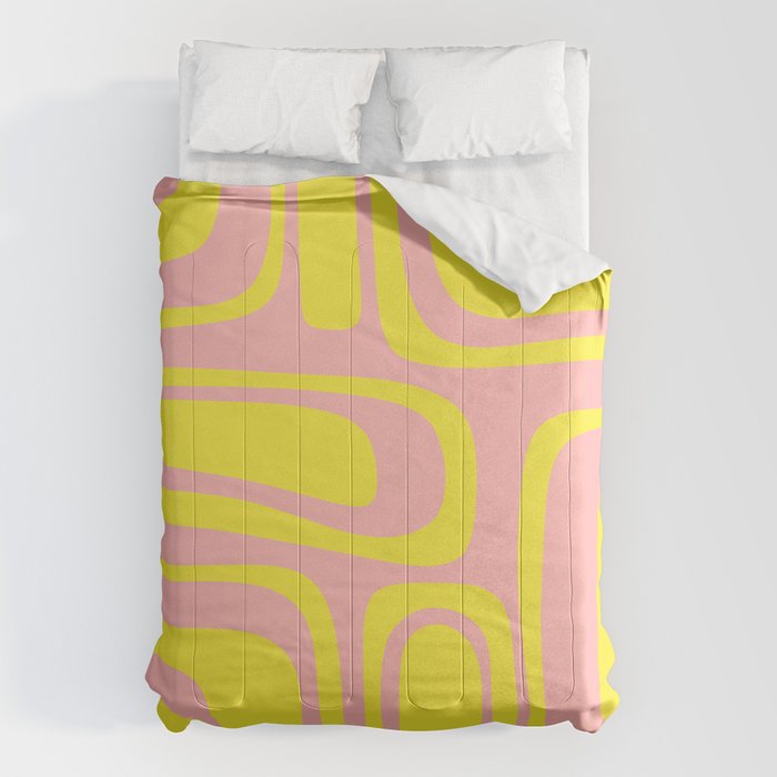 Pink and Yellow Abstract Mid Century Modern Palm Springs Pattern Comforter Gallery Image 6
