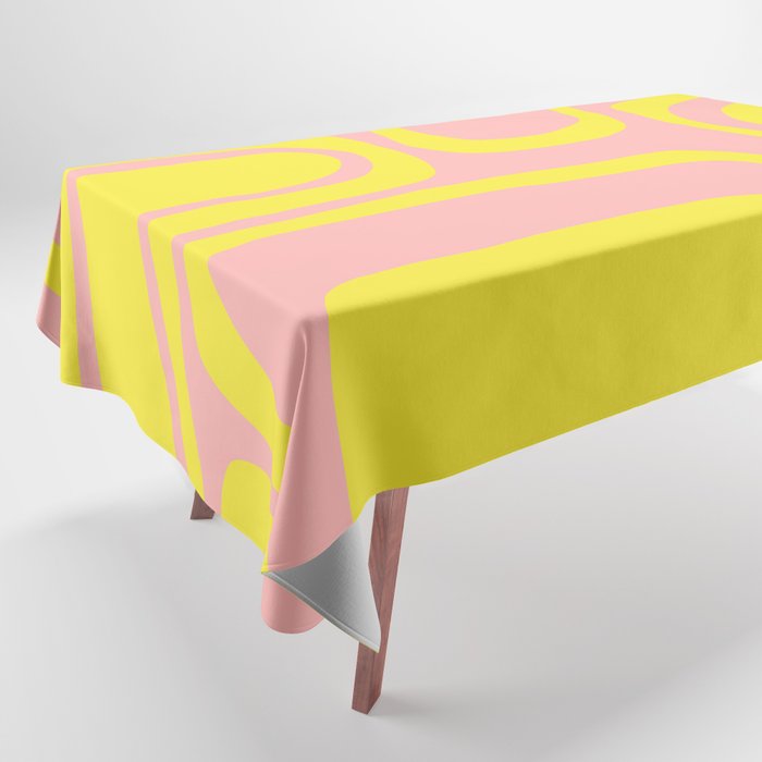 Pink and Yellow Abstract Mid Century Modern Palm Springs Pattern Tablecloth Gallery Image 1