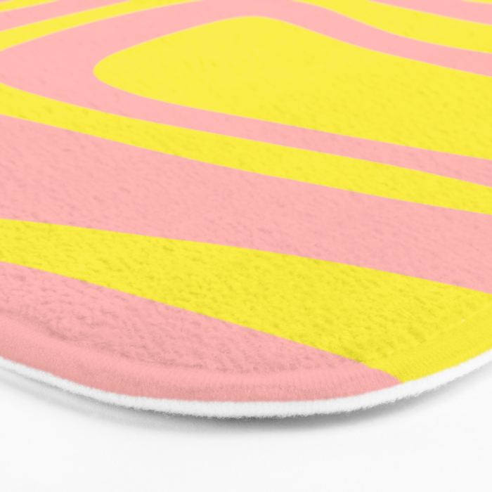 Pink and Yellow Abstract Mid Century Modern Palm Springs Pattern Bath Mat Gallery Image 3