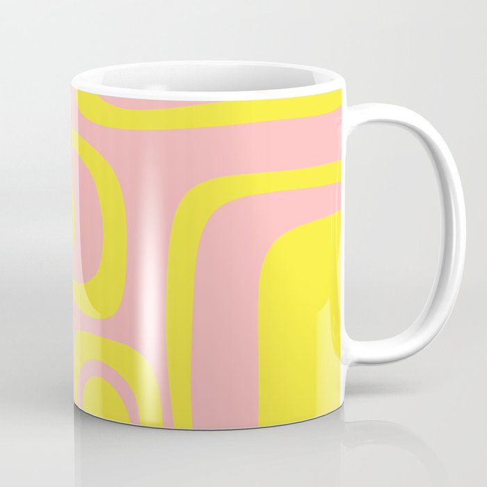 Pink and Yellow Abstract Mid Century Modern Palm Springs Pattern Coffee Mug Gallery Image 1