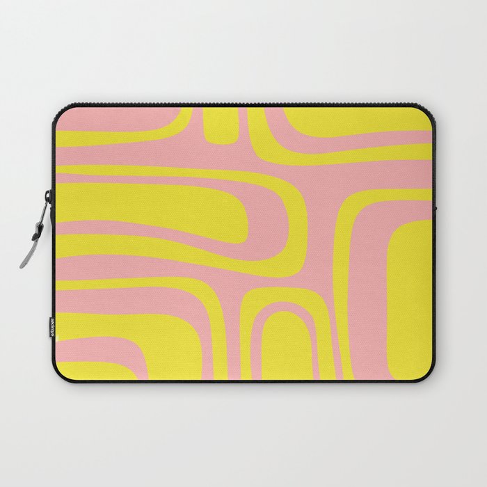 Pink and Yellow Abstract Mid Century Modern Palm Springs Pattern Laptop Sleeve Gallery Image 1