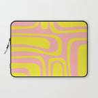 Pink and Yellow Abstract Mid Century Modern Palm Springs Pattern Laptop Sleeve Gallery Image 1