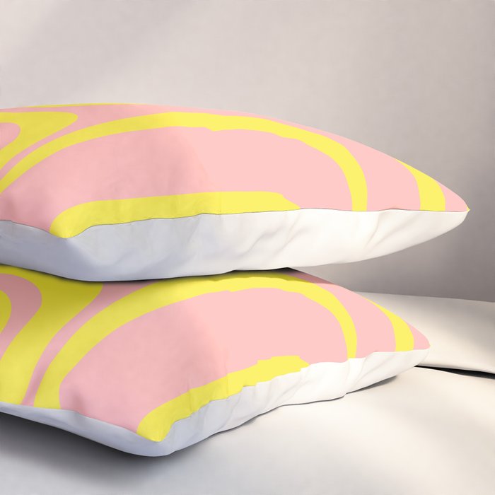Pink and Yellow Abstract Mid Century Modern Palm Springs Pattern Pillow Sham Gallery Image 3