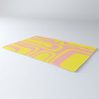 Pink and Yellow Abstract Mid Century Modern Palm Springs Pattern Rug Gallery Image 3