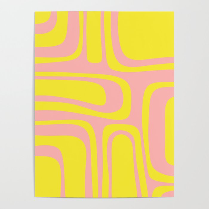 Pink and Yellow Abstract Mid Century Modern Palm Springs Pattern Poster Gallery Image 1