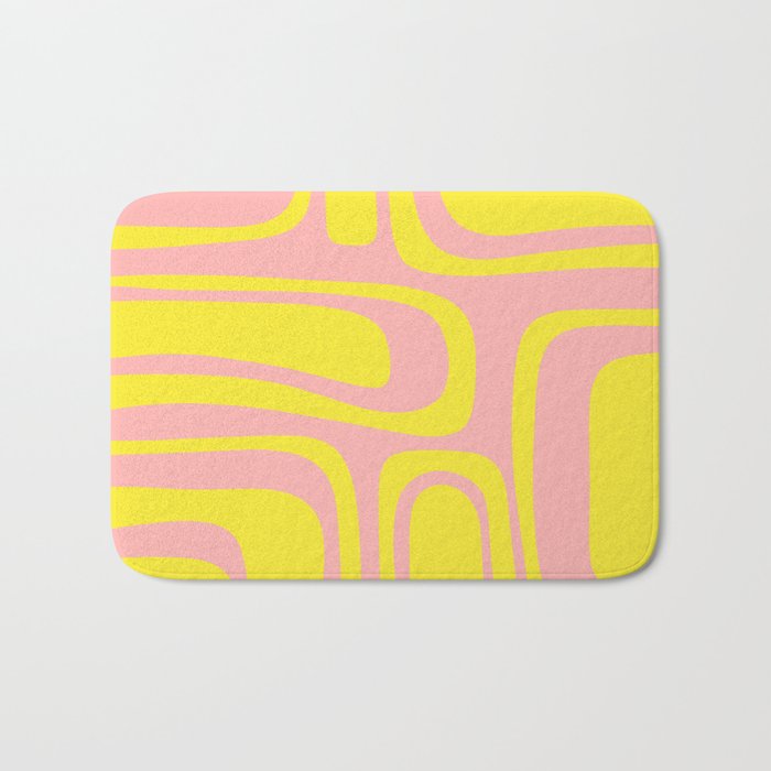 Pink and Yellow Abstract Mid Century Modern Palm Springs Pattern Bath Mat Gallery Image 1