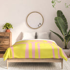 Pink and Yellow Abstract Mid Century Modern Palm Springs Pattern Comforter Gallery Image 3