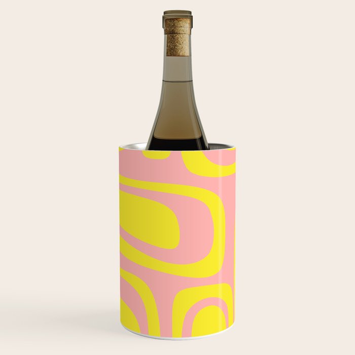 Pink and Yellow Abstract Mid Century Modern Palm Springs Pattern Wine Chiller Gallery Image 1