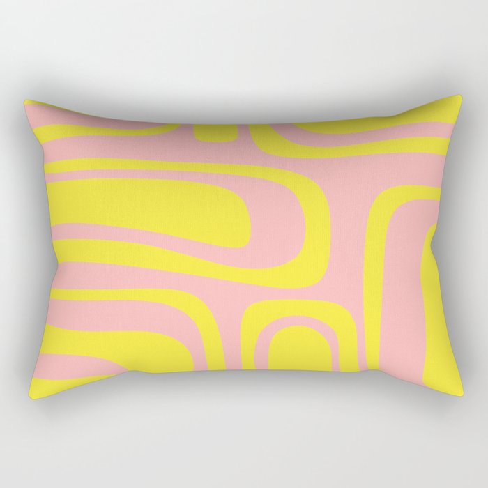 Pink and Yellow Abstract Mid Century Modern Palm Springs Pattern Rectangular Pillow Gallery Image 1