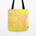 Pink and Yellow Abstract Mid Century Modern Palm Springs Pattern Tote Bag Gallery Image 1