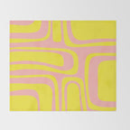 Pink and Yellow Abstract Mid Century Modern Palm Springs Pattern Throw Blanket Gallery Image 2