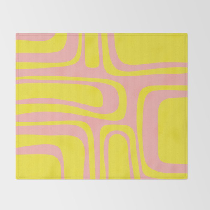 Pink and Yellow Abstract Mid Century Modern Palm Springs Pattern Throw Blanket Gallery Image 2