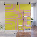 Pink and Yellow Abstract Mid Century Modern Palm Springs Pattern Wall Mural Gallery Image 1
