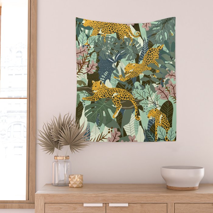 Leopard jungle print Wall Tapestry Gallery Image 2