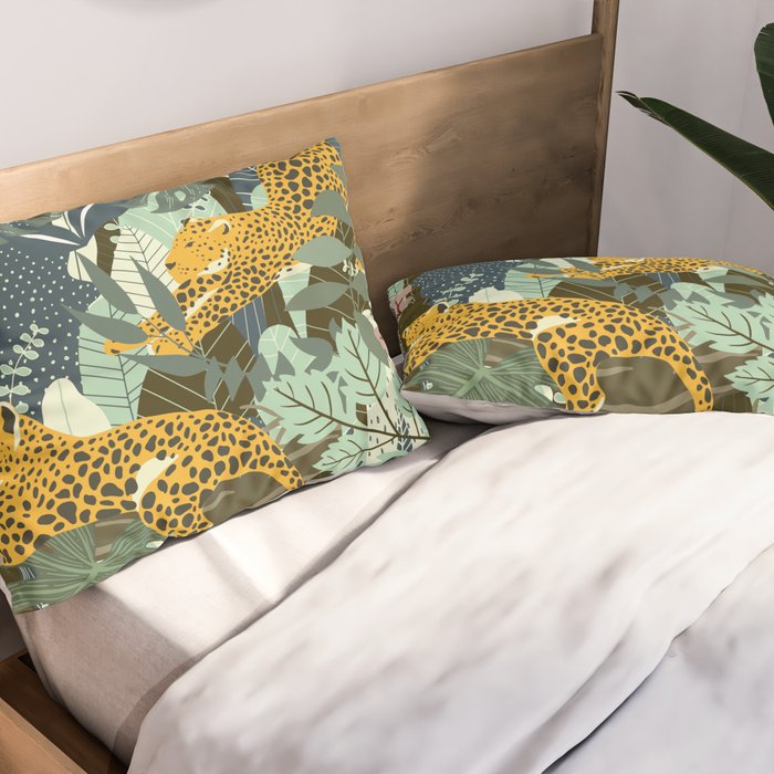 Leopard jungle print Pillow Sham Gallery Image 2