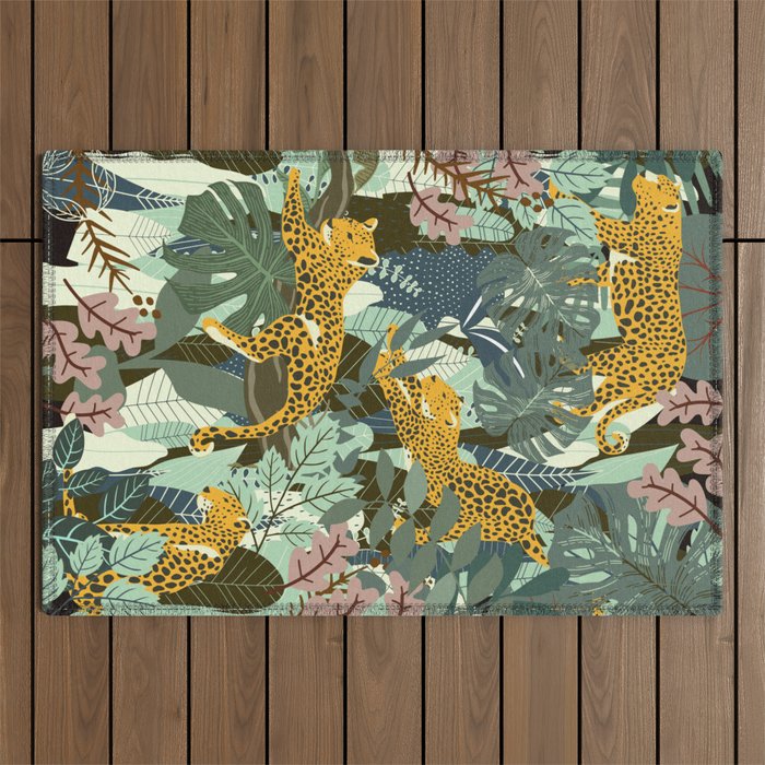Leopard jungle print Outdoor Rug Gallery Image 1