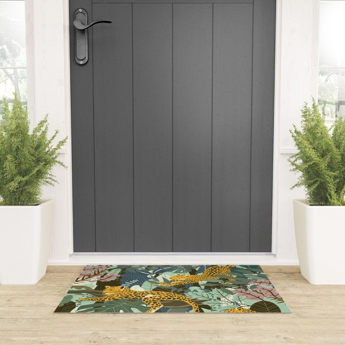 Leopard jungle print Welcome Mat Gallery Image 3
