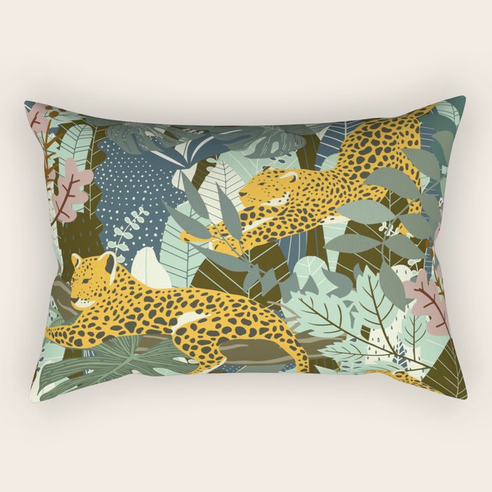 Leopard jungle print Rectangular Pillow Gallery Image 1