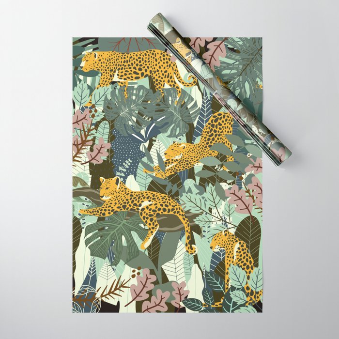 Leopard jungle print Wrapping Paper Gallery Image 1