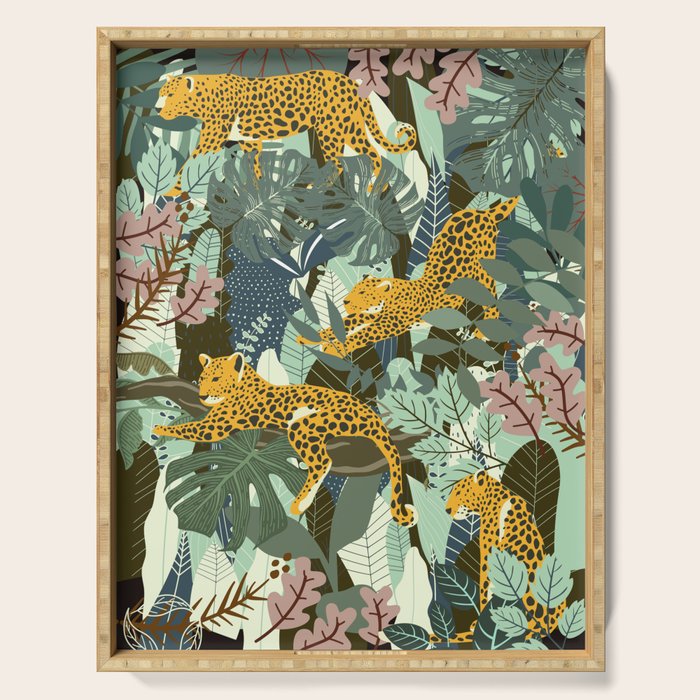 Leopard jungle print Serving Tray Gallery Image 1